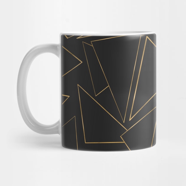 Minimalist Geometric Gold Black Strokes Triangles by NdesignTrend
